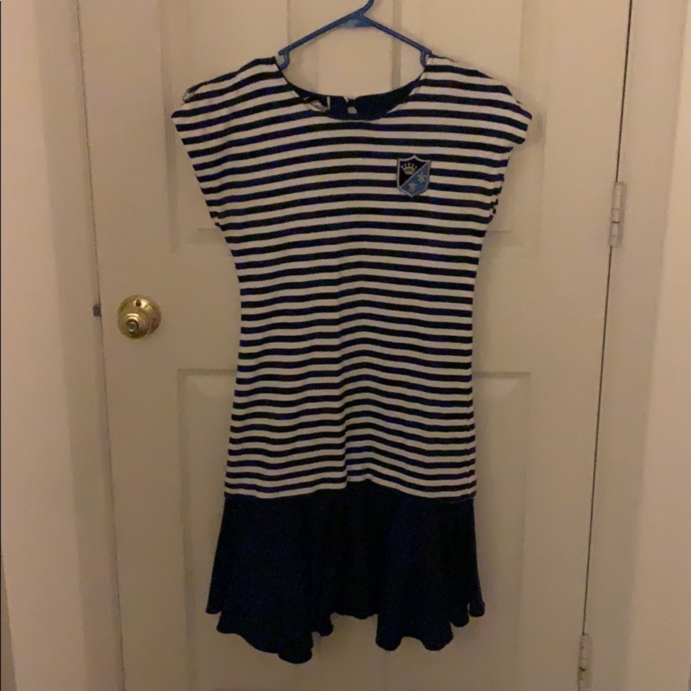 Retro Blue & White Sailor Style Drop Skit Dress